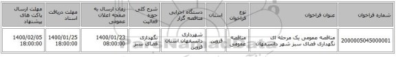 مناقصه عمومی یک مرحله ای نگهداری فضای سبز شهر دانسفهان