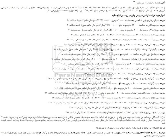 مزایده،مزایده فروش اراضی مزروعی 