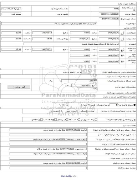 اجاره یک باب دکه واقع در بلوار کردستان بصورت یکساله