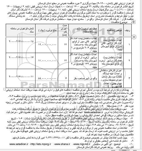 فراخوان ارزیابی  احداث ساختمان پست امداد گاز درشهر...