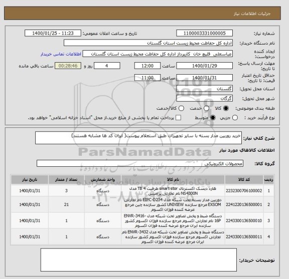 استعلام خرید روربین مدار بسته با سایر تجهیزات طبق استعلام پیوست( ایران کد ها مشابه هستند)