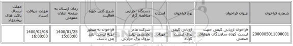 فراخوان ارزیابی کیفی جهت لیست کوتاه سازندگان ولوهای صنعتی