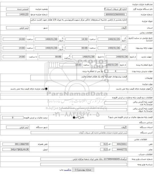 اجاره بخشی از اراضی حاشیه استخرهای خاکی مرکز شهیددکتربهشتی به میزان 1/5 هکتار جهت کشت شالی