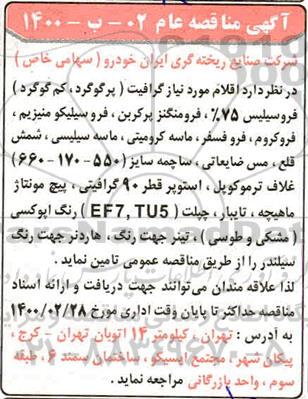 مناقصه اقلام مورد نیاز گرافیت 