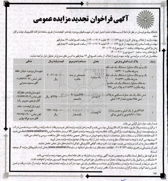 مزایده مزایده واگذاری املاک و مستغلات