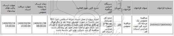 مناقصه عمومی یک مرحله ای خرید قیر جهت مدارس استان قم 