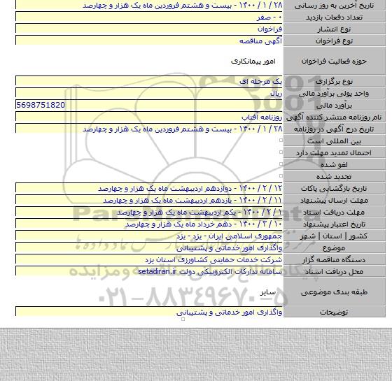 واگذاری امور خدماتی و پشتیبانی