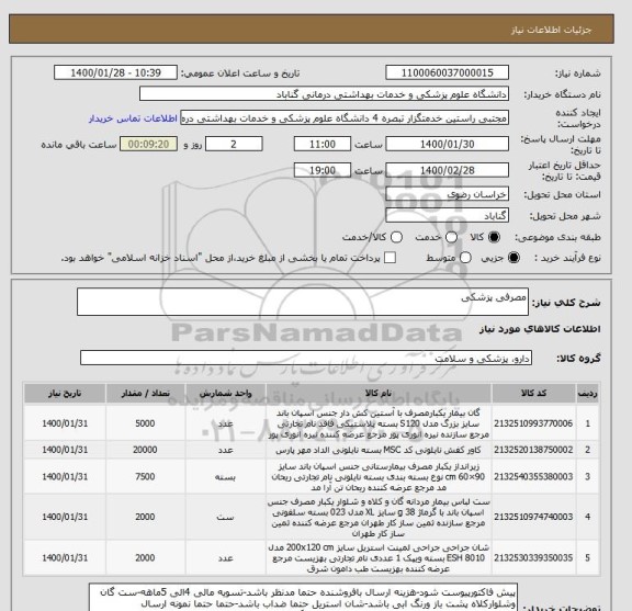 استعلام مصرفی پزشکی