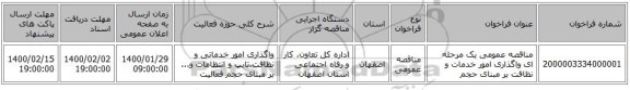 مناقصه عمومی یک مرحله ای واگذاری امور خدمات و نظافت بر مبنای حجم