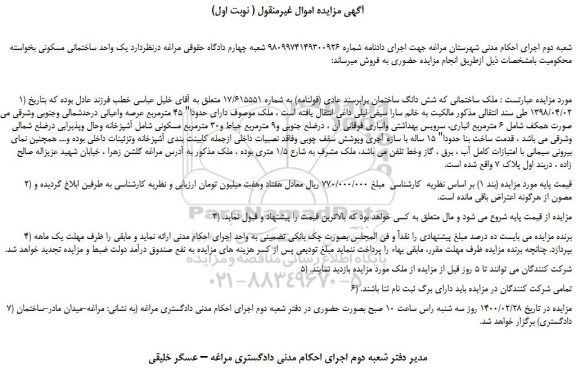 مزایده،مزایده فروش ملک ساختمانی 