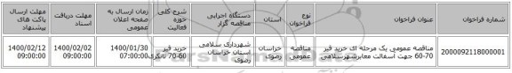 مناقصه عمومی یک مرحله ای  خرید قیر 70-60 جهت آسفالت معابرشهرسلامی