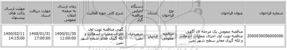 مناقصه عمومی یک مرحله ای آگهی مناقصه نوبت اول اجرای عملیات آسفالت و لکه گیری معابر سطح شهر نمین 