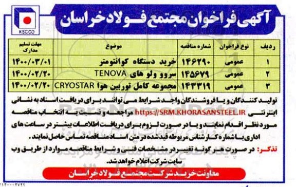 فراخوان خرید دستگاه کوانتومتر ...