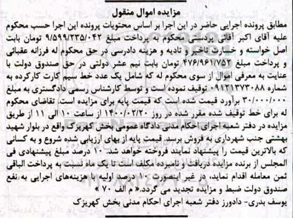 مزایده یک عدد خط سیم کارت 09121373088
