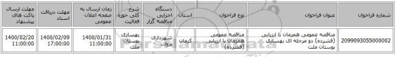 مناقصه، مناقصه عمومی همزمان با ارزیابی (فشرده) دو مرحله ای بهسازی بوستان ملت, سامانه تدارکات الکترونیکی دولت