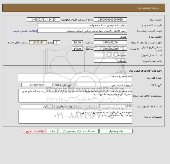 استعلام ران شترمرغ منجمد