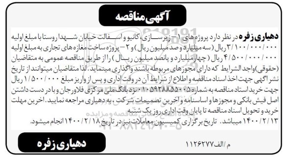 مناقصه، مناقصه زیرسازی، کانیو و آسفالت ...