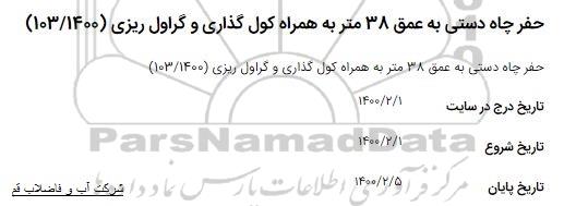 استعلام حفر چاه دستی به عمق 38 متر به همراه کول گذاری و گراول ریزی