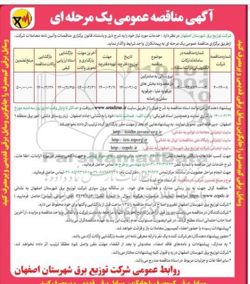 مناقصه, مناقصه نیرورسانی به مشترکین 