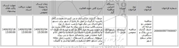 مناقصه عمومی دو مرحله ای جدول گذاری و بتن پلاک و سنگفرش معابر سطح شهر