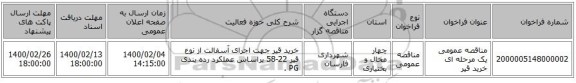مناقصه عمومی یک مرحله ای خرید قیر 