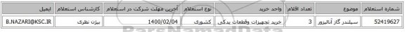 سیلندر گاز آنالیزور