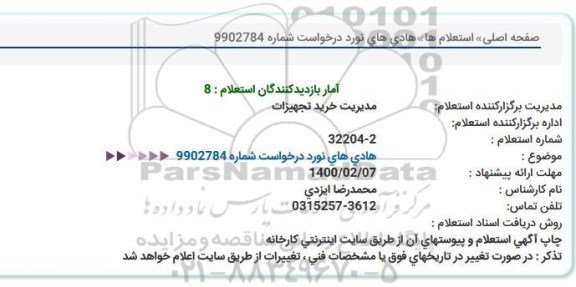 استعلام هادی های نورد