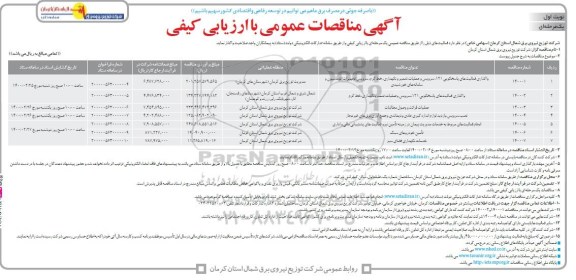 مناقصه، مناقصه واگذاری فعالیت های پاسخگویی 121، سرویس و عملیات، تعمیر و نگهداری ...