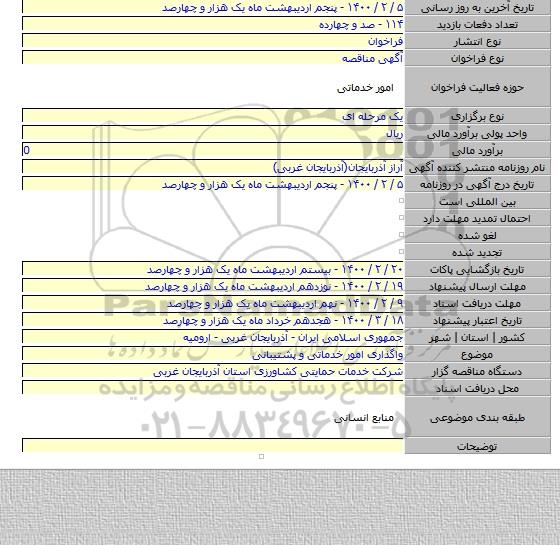 واگذاری امور خدماتی و پشتیبانی