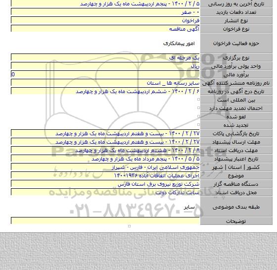 اجرای عملیات اتفاقات آباده ۱۴۰۰۱۹۳۶