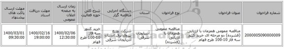 مناقصه عمومی همزمان با ارزیابی (فشرده) دو مرحله ای خرید کنتور سه فاز 10-100 طرح فهام