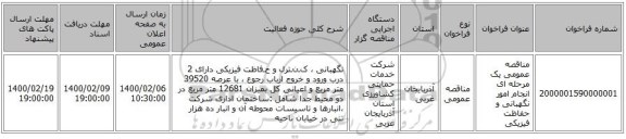 مناقصه عمومی یک مرحله ای انجام امور  نگهبانی و حفاظت فیزیکی   