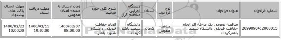 مناقصه عمومی یک مرحله ای انجام حفاظت فیزیکی دانشگاه شهید باهنرکرمان