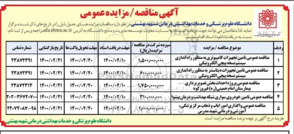 مناقصه عمومی تامین تجهیزات کامپیوتری ....