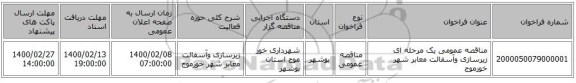 مناقصه عمومی یک مرحله ای زیرسازی وآسفالت معابر شهر خورموج