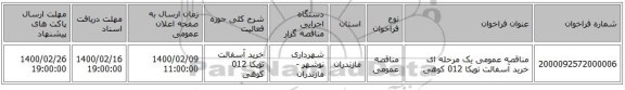 مناقصه عمومی یک مرحله ای خرید آسفالت توپکا 012 کوهی