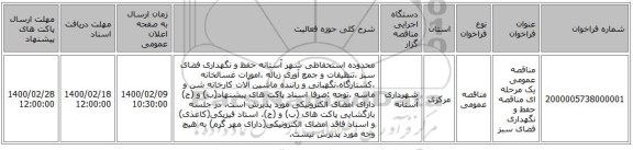 مناقصه عمومی یک مرحله ای مناقصه حفظ و نگهداری فضای سبز