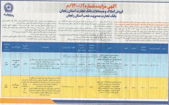 مزایده ،مزایده فروش املاک و مستغلات و ماشین آلات