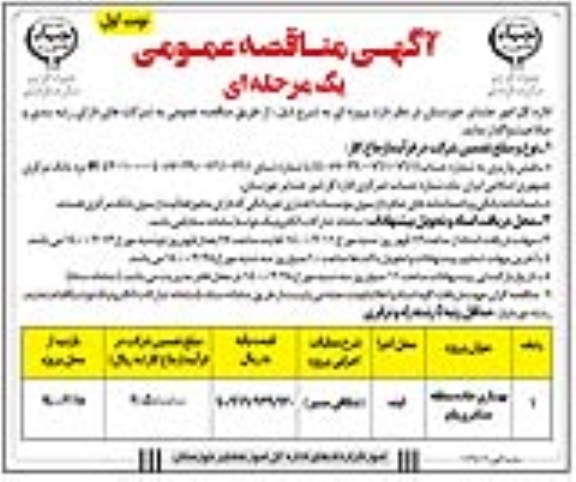مناقصه، مناقصه بهسازی جاده منطقه عشایری پلم 