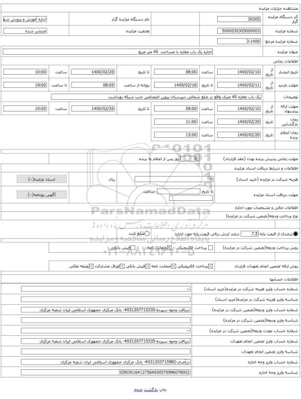 اجاره یک باب مغازه با مساحت  40 متر مربع 
