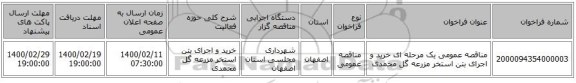 مناقصه عمومی یک مرحله ای خرید و اجرای بتن استخر مزرعه گل محمدی