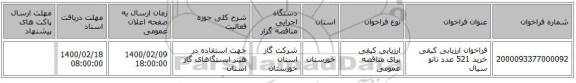 فراخوان ارزیابی کیفی خرید 521 عدد نانو سیال 