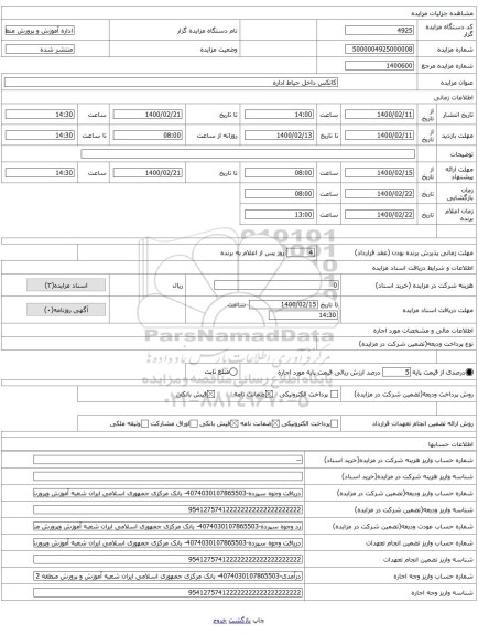 کانکس داخل حیاط اداره