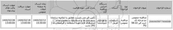 مناقصه عمومی دو مرحله ای خرید قیر 22-58 PG