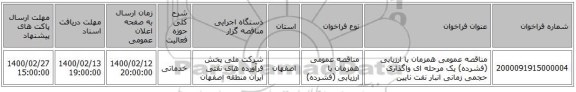 مناقصه عمومی همزمان با ارزیابی (فشرده) یک مرحله ای واگذاری حجمی زمانی انبار نفت نایین