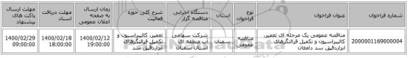 مناقصه عمومی یک مرحله ای تعمیر، کالیبراسیون و تکمیل قرائتگرهای ابزاردقیق سد دامغان