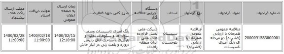 مناقصه عمومی همزمان با ارزیابی (فشرده) دو مرحله ای رنگ آمیزی تاسیسات 