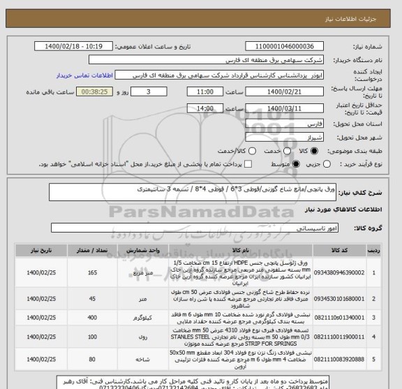 استعلام ورق پانچی/مانع شاخ گوزنی/قوطی 3*6 / قوطی 4*8 / تسمه 3 سانتیمتری