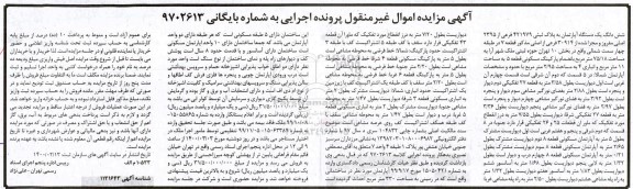 مزایده مزایده ششدانگ یک دستگاه آپارتمان پلاک ثبتی 421979 فرعی