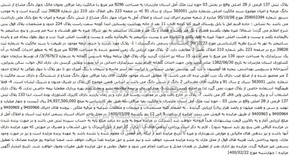 آگهی مزایده پلاک ثبتی 137 فرعی از 28 اصلی واقع در بخش 03 حوزه ثبت ملک